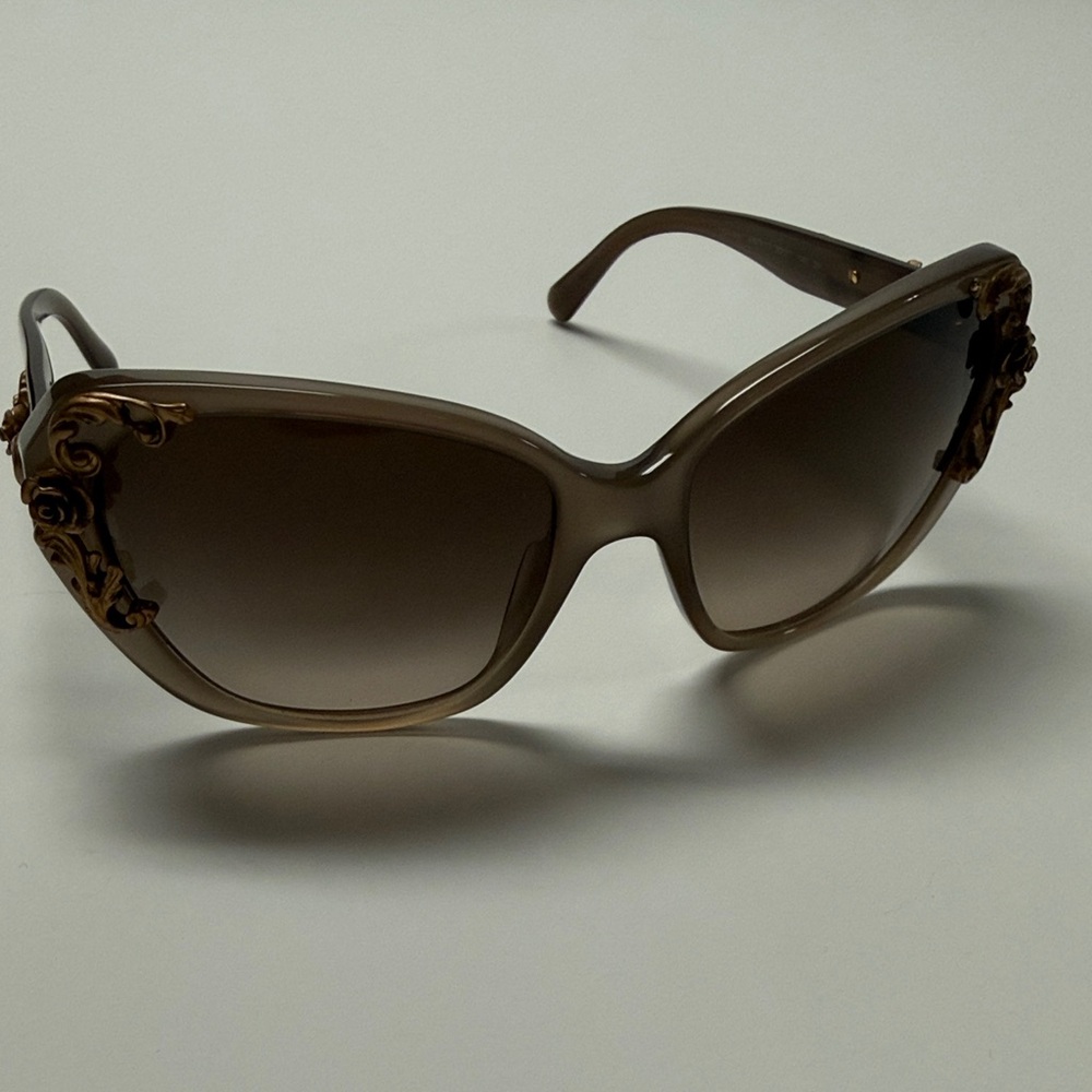 Vintage Dolce & Gabbana Brown Sunglasses with Gold Accents